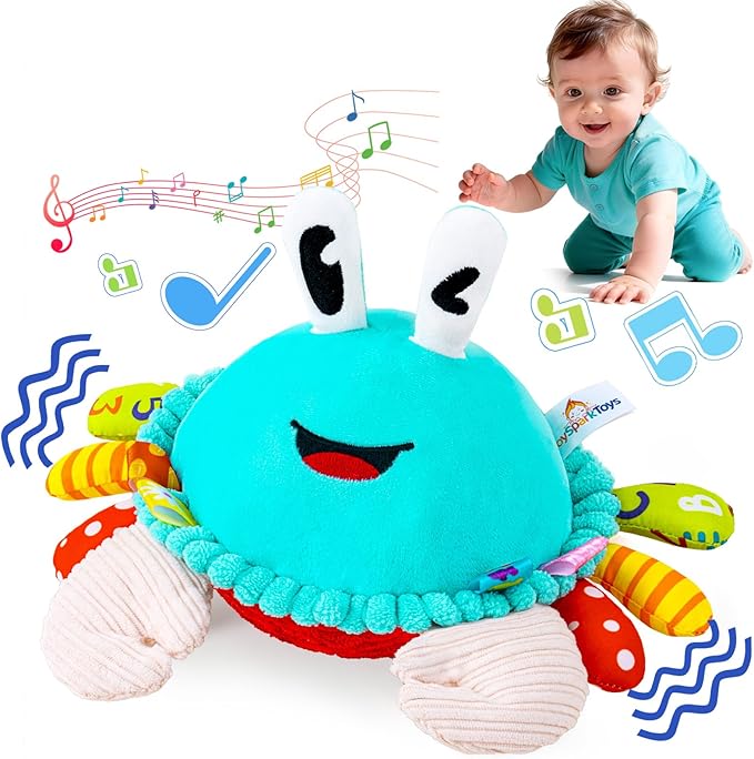 Baby Toys 12-18 Months, Musical Crawling Toys Baby Crab Plush Toy, 50 Songs & Recording Feature, Dancing Bouncing Interactive Baby Sensory Toddler Toys 6-12 Months, Tummy Time Toys for 1 Year Old Gift