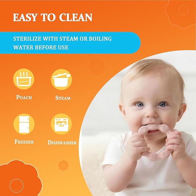 Easter Baby Teething Toys Baby Essentials & Infant Toys Silicone Teether for Babies 0 3 6Months Baby Chew Toys Newborn Learning Developmental Teether Relief Toys with 3pack Baby Toys Gifts Box