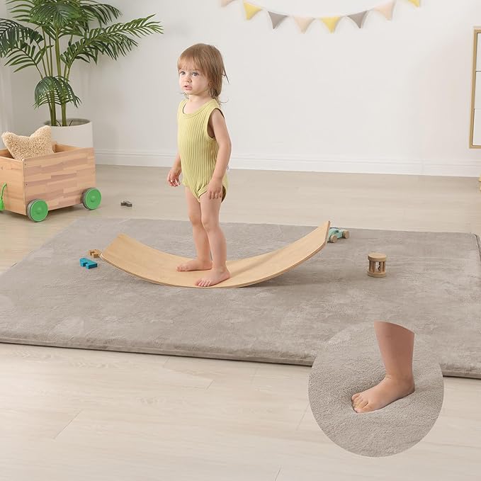 Huloo Sleep Baby Play Mat for Floor,Extra Large 71"×79" Playpen Mat for Toddler,Infant,Kids,1.3" Thick Non-Slip Nursery Rug,Water Repellent Soft Padded Activity Mats for Tummy Time, Crawling,Playroom(Beige)