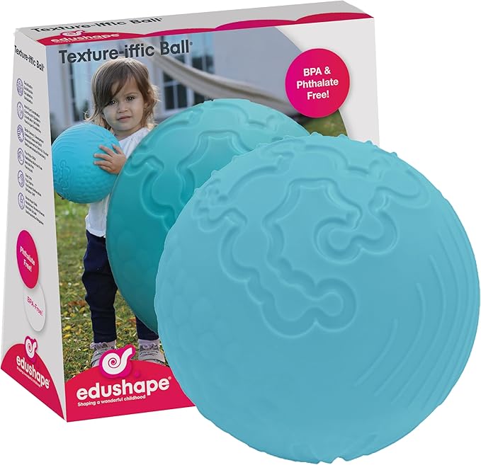 Edushape Texture-iffic Sensory Ball for Baby - 7" Baby Ball that Helps Enhance Gross Motor Skills for Kids - Toddler Ball with 8 Sections of Different Tactile Patterns