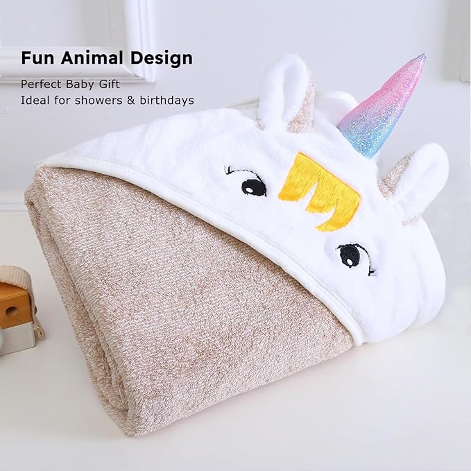 Baby Towels Toddler Bath Towels with Hood Super Soft & Absorbent Plush Fleece Hooded Towels for Baby Large 34x34 Inch (Coffee)