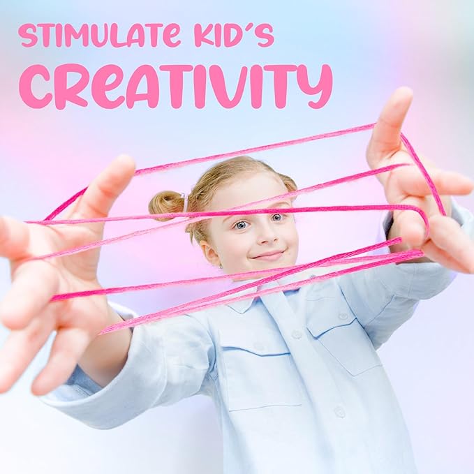 Cikyner Cat’s Cradle String, 8 Pcs Finger String Game 2m Long 2mm Diameter Cats Cradle with Instructions Polyester pink String Toy Supplies Ideal for Gifts for Girls and Boys on Birthday Easter