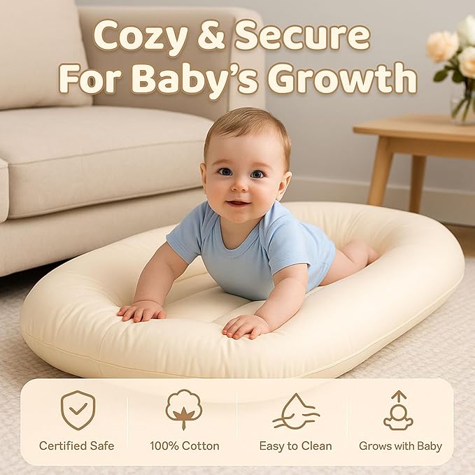 Baby Lounger, Infant Lounger, Baby Lounger for Newborn, Soft Breathable Newborn Lounger for Play & Activity (Blue)