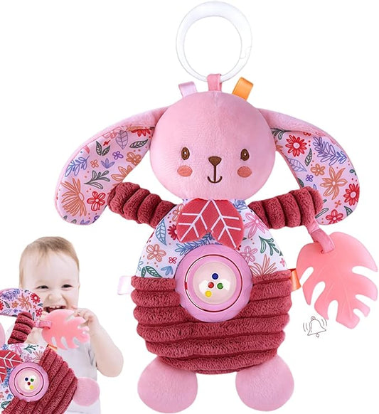 Baby Crib Toys Hanging Stroller Car Seat Toy for Infant 0-2-3-4-5-6-7-8-9 Months Old, Newborn Infant Girl Gifts, Rattle Crinkle Teething Teether for Babies 6-12 Month Easter Basket Stuffers