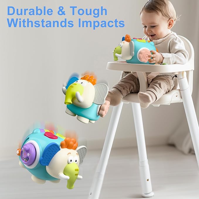 iPlay, iLearn Baby Elephant Activity Cube, Infant Busy Cube Montessori Toy for 1 Year Old, Babies Carseat Plane Travel Toy, Toddler Sensory Development Learning Birthday Gift 6-9-12-18 Months 2 3 Year