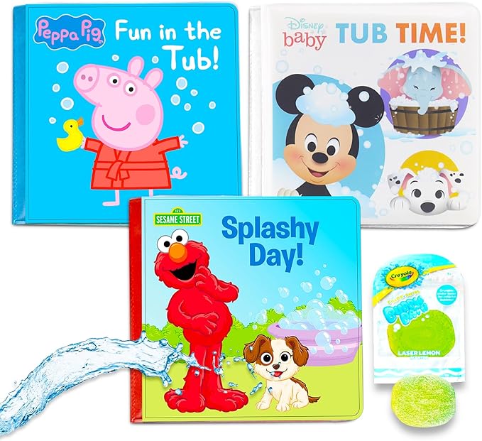 Baby Ultimate Bubble Bath Book Set for Toddler Kids - Bundle with 3 Bathbooks with Sesame Street, Disney Baby, Peppa Pig, and More | Sesame Street Elmo Storybooks