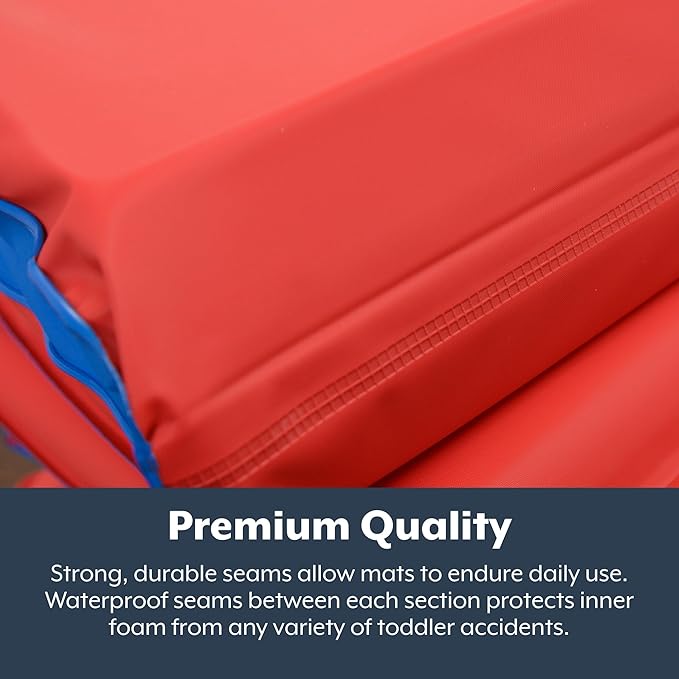 Children's Factory Nap Mats, 2 inch Thick Toddler Sleeping Mats for Preschools and Daycares, Comfortable and Soft 4 Section Folding Nap Pad