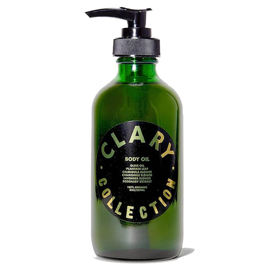 CLARY COLLECTION Body Oil Light Olive Moisturizing Formula for Men, Women & Children, Certified Non-Toxic, Natural, Plant-Based Formula, All Ages & Skin Types - 8 Fl Oz