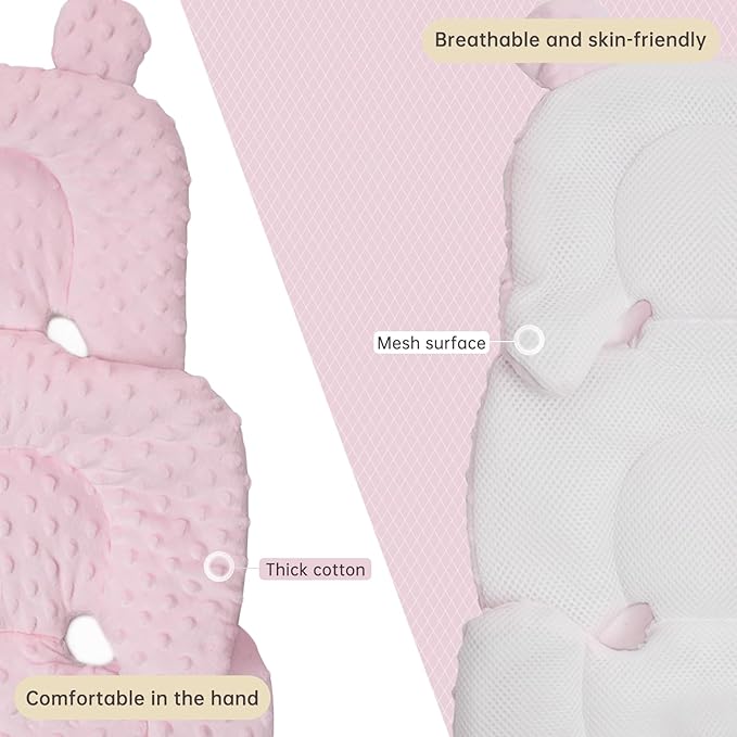 Infant Insert Compatible with 4moms Mamaroo Swing and Graco Swing, Newborn Insert for Baby Swing, Rocker, Bouncer, Portable and Washable, Reversible Body Support Cushion, Cotton & Mesh Material, Pink