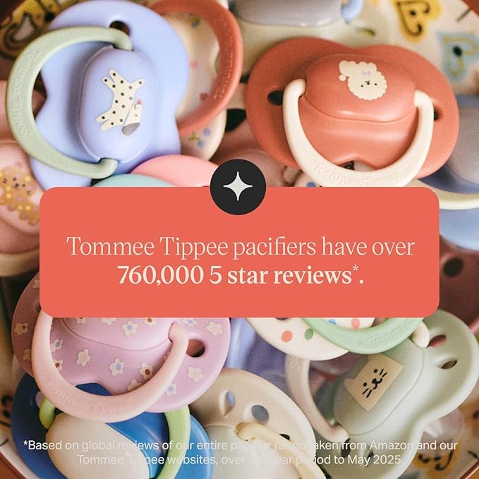 Tommee Tippee Ultimate Fit Newborn Pacifiers, 0-6 Months, Extra Air Holes, Symmetrical Nipple and Shield, 100% BPA Free Silicone, Dishwasher & Sterilizer Safe, Pink and Beige, Pack of 4
