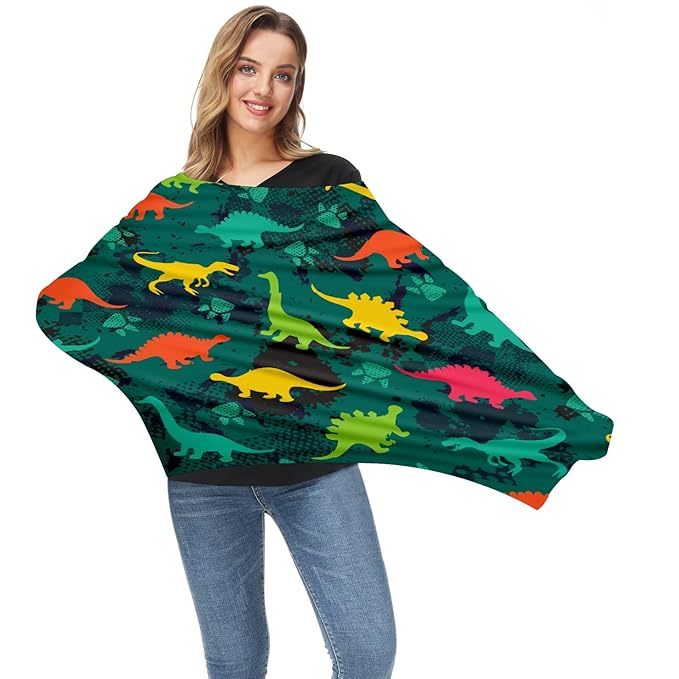 Baby Car Seat Stroller Covers Dinosaur Silhouettes Nursing Cover Breastfeeding Scarf Soft Breathable Stretchy Infant Car Canopy Coverage Carseat Cover for Boys and Girls Multi Use