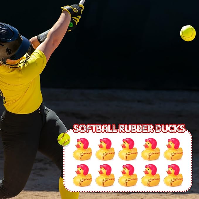 Deekin 50 Pcs Rubber Ducks 2 Inch Bulk Sport Party Favors for Team Events Decorations Birthday Party Supplies Club Player Gift (Softball Player)