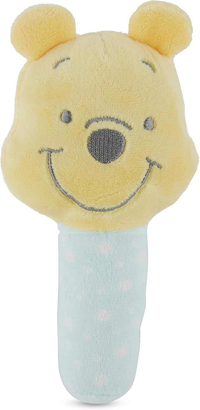Disney Winnie The Pooh Assorted Plush Lovie Rattle Set Pack of 2 - Soft and Cuddly Plush Material, Built-in Rattle for Sensory Stimulation,Vibrant Colors and Intricate Details