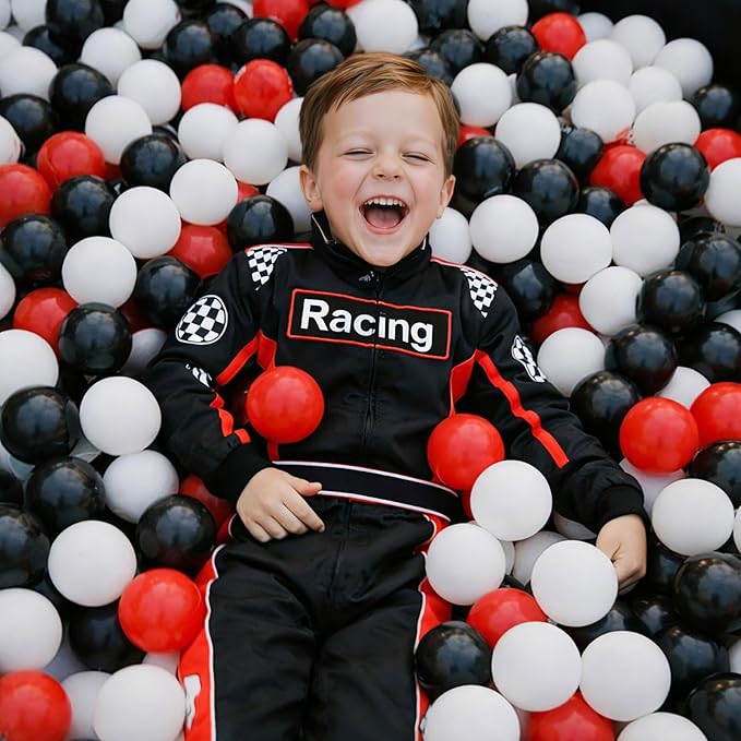 Shappy 180 Pcs Soft Plastic Balls for Toddlers, Crush Proof Ocean Balls Reusable for Photo Booth Props Play Tent Swimming Party Holiday Decoration (White, Black, Red)
