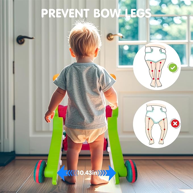 AuntyFey Baby Walker, 5 in 1 Push Walker, Baby Walking Walkers Push Toy for Girls, Girl Toddler Push Toy, Infant Walker, OrangeRed