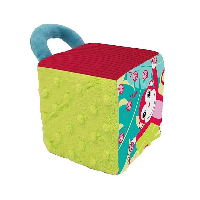 Ludi Fabric Cube for Baby Activity 10 x 10 x 10 cm Multiple Sensory Activities That Attract Curiosity. Various Colours, Patterns and Textures. 30038 Develops Dexterity