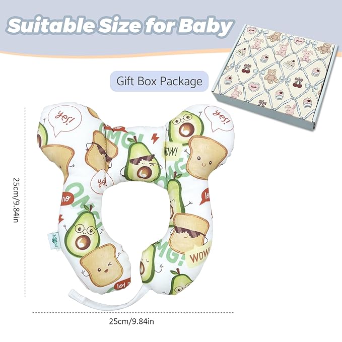 Baby Travel Pillow, U-Shape Pillow for Car Seat, Stroller and Pushchair, Soft Lightweight Baby Travel Accessory (Avocado)