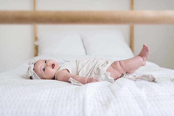 Copper Pearl Baby Bows: Stylish Headbands for Baby Girls, Premium Soft and Stretchy Baby Headbands, Perfect for Newborns, Trendy Designs - Oat