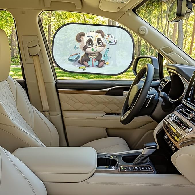 Bulopur Cute Panda Car Window Covers 2 Pack Car Shades Back Windows Baby UV Protection Breathable Window Shade Baby in Car Universal Car Interior Accessories Car Sun Shade