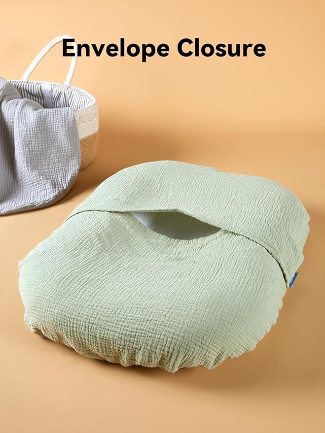 TILLYOU Muslin Baby Lounger Cover, 100% Cotton Newborn Lounger Cover, 2 Pack Baby Nest Slipcover for Boys Girls, Cover Only, Grey and Saga