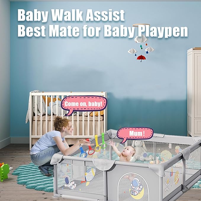Baby Pull Up Rings 6 Pack Walk Assistant, Pull Up Ring for Baby Playpen Handle Grip for Toddlers -- Value Pack