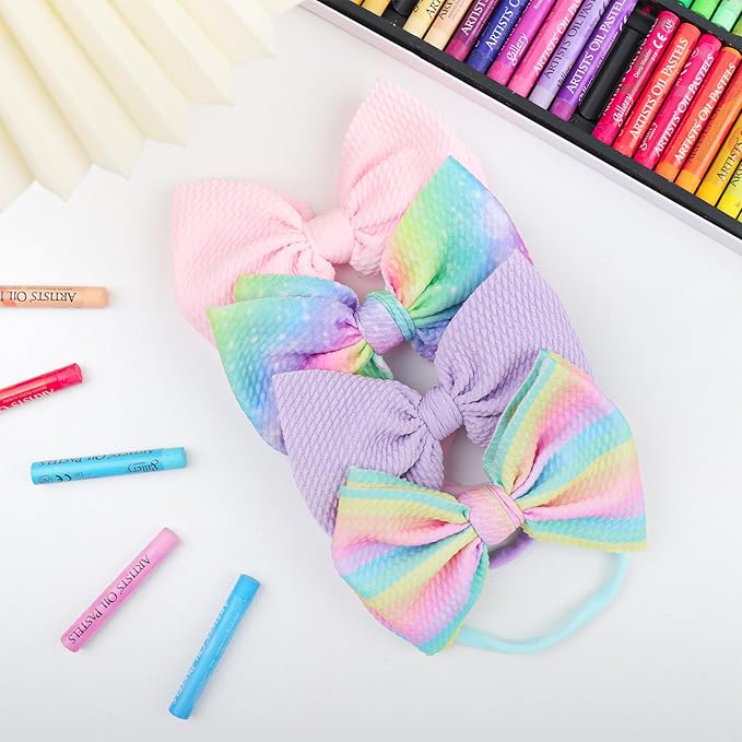Rainbow Hair Bows for Baby Girls Dreamy Hair Accessories Violet Headbands for Newborn Infant Toddler Babies Outfits Accessory Hair Bands
