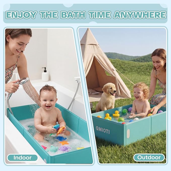 Baby Bathtub, Collapsible Baby Bath Tub, Portable Toddler Bathtub for Travel, Foldable for Space-Saving, Baby Shower Gifts for Newborns, Toddlers