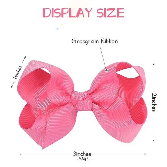 80PCS 3Inch Hair Bows for Girls Grosgrain Ribbon Toddler Hair Accessories with Alligator Clips for Toddlers Baby Girls Kids Teens in Pairs