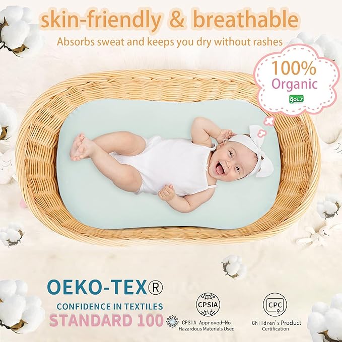 Pucmaoci Organic Waterproof Baby Lounger Covers | 100% Organic Cotton| Removable Cover with Waterproof Liner | Machine Washable and Dry (Cover only) (Green)