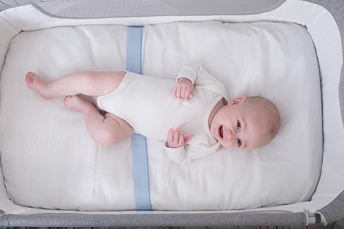 Meracorallo Muslin Mini Crib Sheet, Pack n Play Fitted Sheet, Soft and Breathable Pack and Play Playard Mattress Sheet for Baby Boys and Girls (Fog)