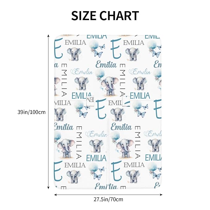 Personalized Baby Car Seat Canopy Minky Elephant Baby Blanket Custom Name Baby Car Seat Cover Girls Boys Infant Newborn Carseat Canopy Nursing Cover for Stroller Car Seat Canopies