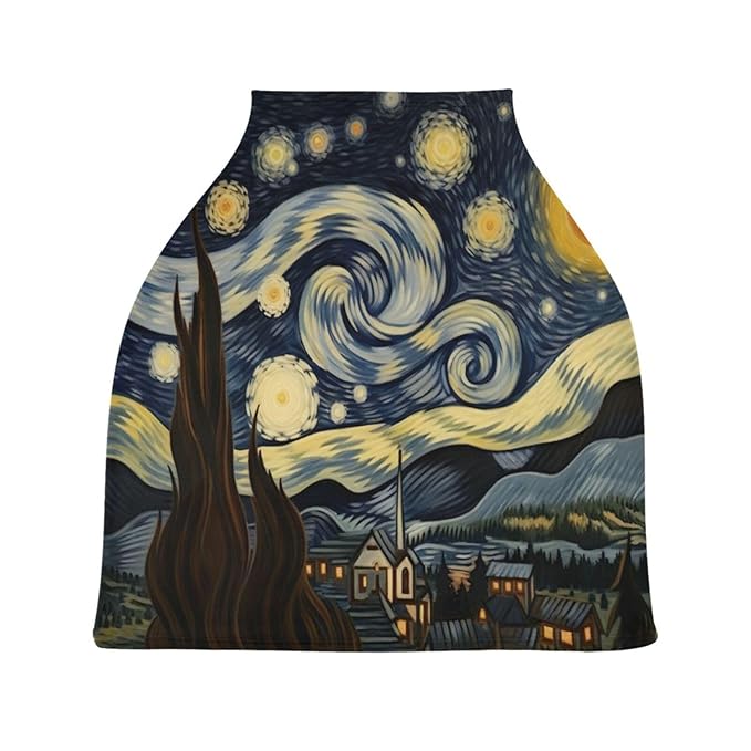 Van Gogh's Starry Sky Stretchy Baby Car Seat Cover Soft Breathable Nursing Cover Breastfeeding Cover Multiuse Infant Carseat Stroller Cover for Girls and Boys