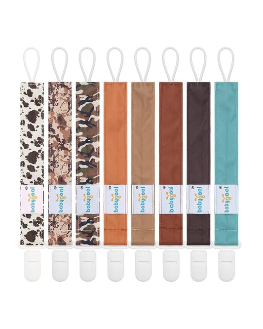 babygoal Baby Pacifier Clips 8 Pack, Pacifier Holder Clip for Boys and Girls Fits Most Pacifier and Binkies-Neutral Color