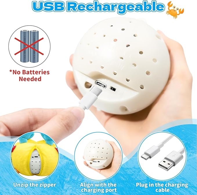 Infowush Baby Toys 6-12-18 Months - Musical Crawling Crab Plush Toy, Dancing Walking Bouncing Tummy Time Toy Interactive Sensory Learning Toys for Toddlers 1-3, Birthday Gifts for Infants Boys Girls