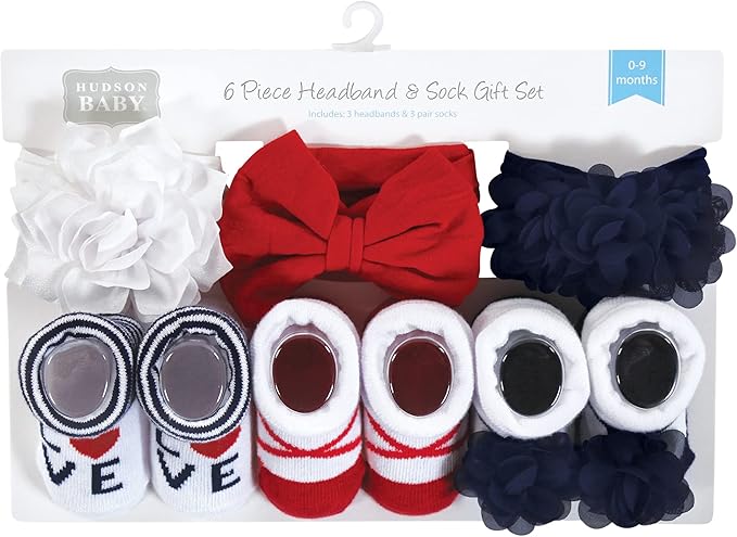 Hudson Baby Girl's Headband and Socks Giftset
