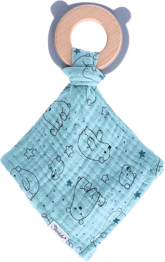 Sterntaler Unisex Baby Comforter with Teething Ring Polar Bear Elia Baby Comforter Baby Comforter Soft Toy Soft Toy Dark Turquoise