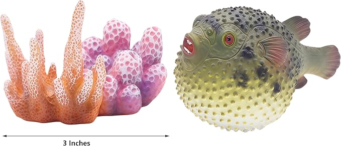 Gemini&Genius Pufferfish Toys for Kids, Realistic Puffer Fish Action Figures, Blowfish Toys, Under The Sea Life Figure Educational Gifts, Displays or Play Models, Collection for Kids Animal Lovers