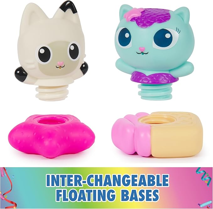Gabby’s Dollhouse: Gabby Cat Bath Squirters, Mercat & Pandy Paws Floating Toddler Bath Toys for Girls & Boys Ages 3 and up