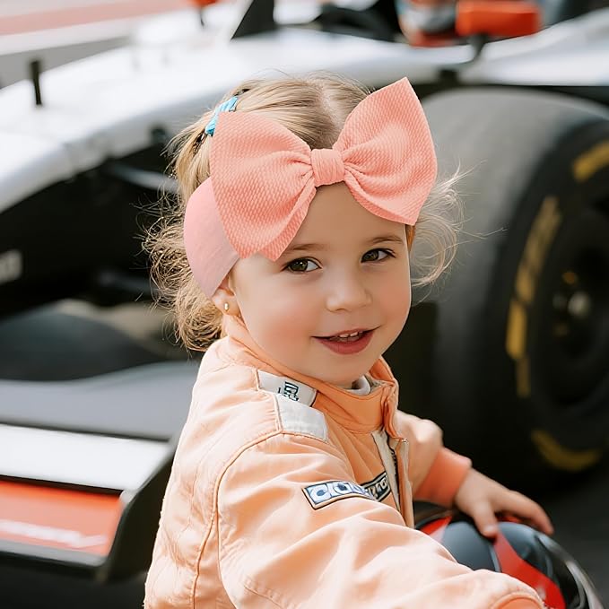 YanJie 2PCS 6’’ Orange Bows for Baby Girls Checkered Headband Tangerine Bow Infants Toddler Hair Accessories Newborn Headbands Hair Bow Baby Clothes