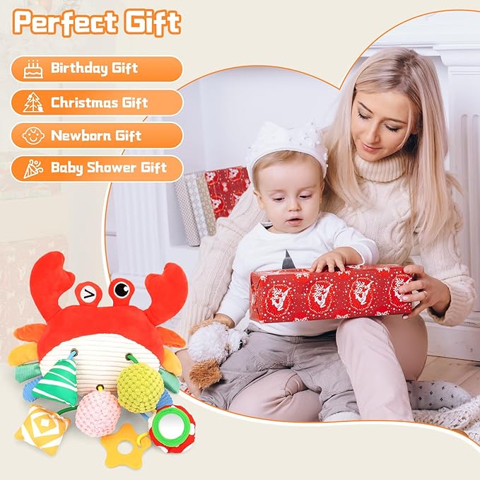 Car Seat Toys for Babies 0-6 Months, Baby Hanging Toys for Car Seat, Stroller, Crib, Gym with Pulling Cords, Rattle, Mirror, Stroller Toys for Baby Infant Newborn Toddler Boy Girl Easter Gifts