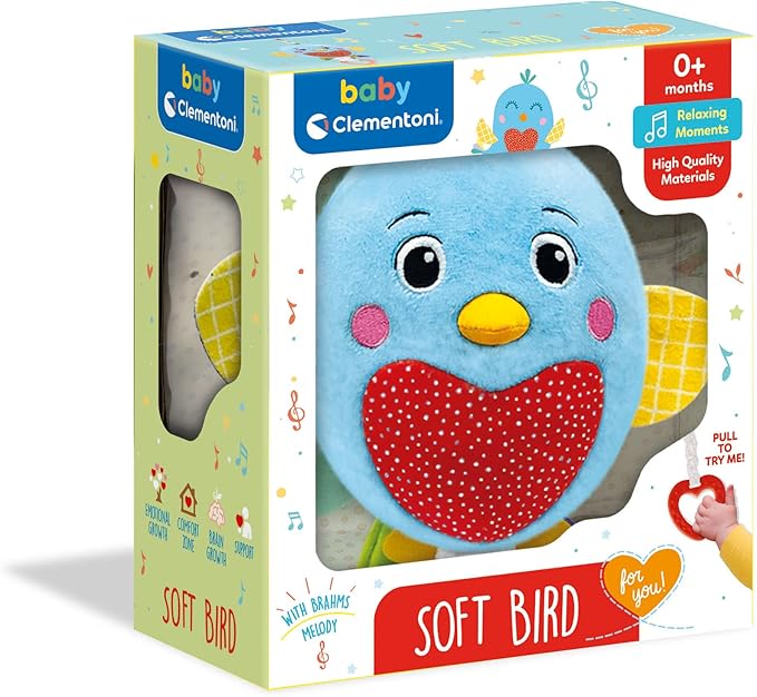 Clementoni - Soft Bird Carillon Newborn, Music Box, Baby Sleep Game 0 Months, Multicolor (17794)