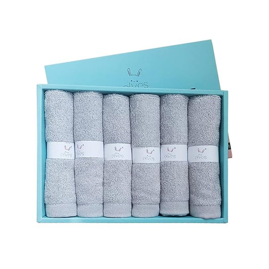 elves Bamboo Viscose Face Cloth - Soft Washcloths for Baby & Adult Sensitive Skin- Organic Wash Clothes 10'' x 10'' - Reusable Makeup Remover Face Towel - Set of 6 (Grey)
