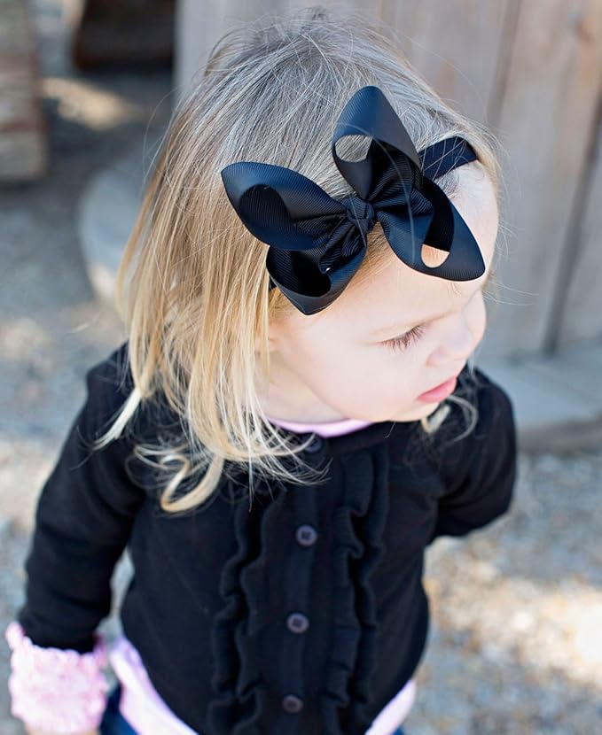 RuffleButts Girls Black Bow Headband - One Size