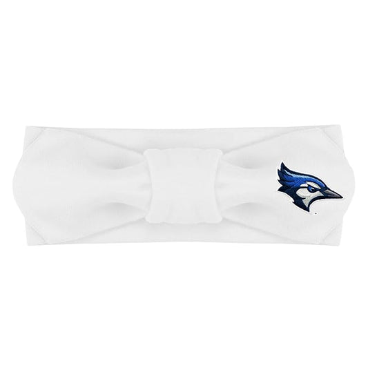Creative Knitwear Creighton Bluejays Infant Girls White Solid Hair Knot Headband Embroidered Logo - Size Newborn - 4T