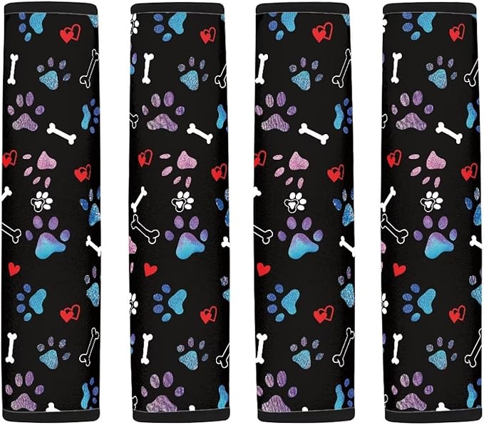 UNICEU Rainbow Dog Paw 2 Piece Car Seat Belt Cover Soft Seatbelt Shoulder Protection Pads for Women Men,Universal Fit Most Vehicle,Backpack