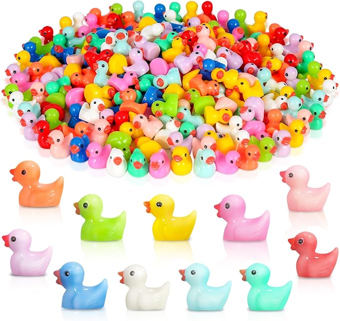 Arcimatto 240 Pack Mini Ducks Tiny Resin Duck Bulk, Decor Duck Figures for Miniature Dollhouse Decor Garden Aquarium Potted Ornament, DIY Charm Crafts Hide and Seek Prank Party Favor Toys Gag Gifts