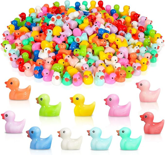 Arcimatto 240 Pack Mini Ducks Tiny Resin Duck Bulk, Decor Duck Figures for Miniature Dollhouse Decor Garden Aquarium Potted Ornament, DIY Charm Crafts Hide and Seek Prank Party Favor Toys Gag Gifts