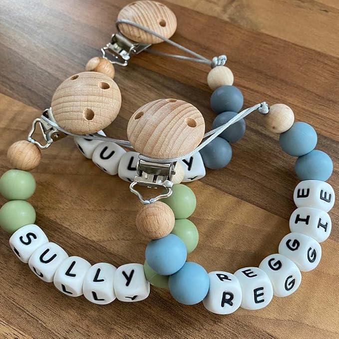 Personalized Pacifier Clip with Name Monogram Pacifier Clip Newborn Silicone Paci Holder