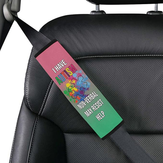 AprilLove I Have Autism Seat Belt Cover Special Need Autistic Car Seat Belt Covers for Kid Children Autsim Awareness Medical Alert Seat Belt Cover, 7'' x 10''