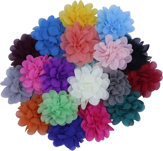 YYCRAFT Pack of 30 Chiffon Flower 3" Hair Flower Headband Bow-Mix